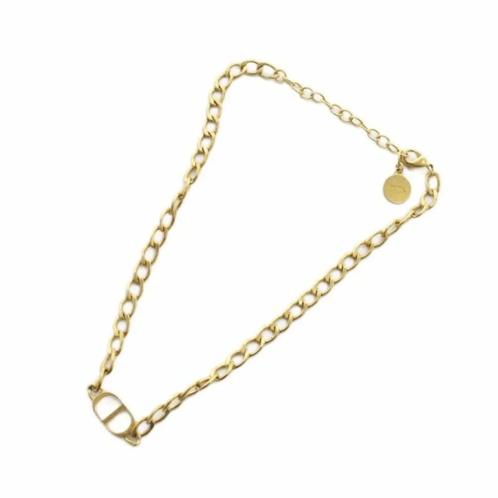 Christian Dior CD Logo Necklace Accessories Pendant GP Gold Color Gold GY18 - Picture 4 of 8